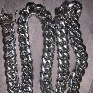 18K STAMPED white gold plated Cuban chain